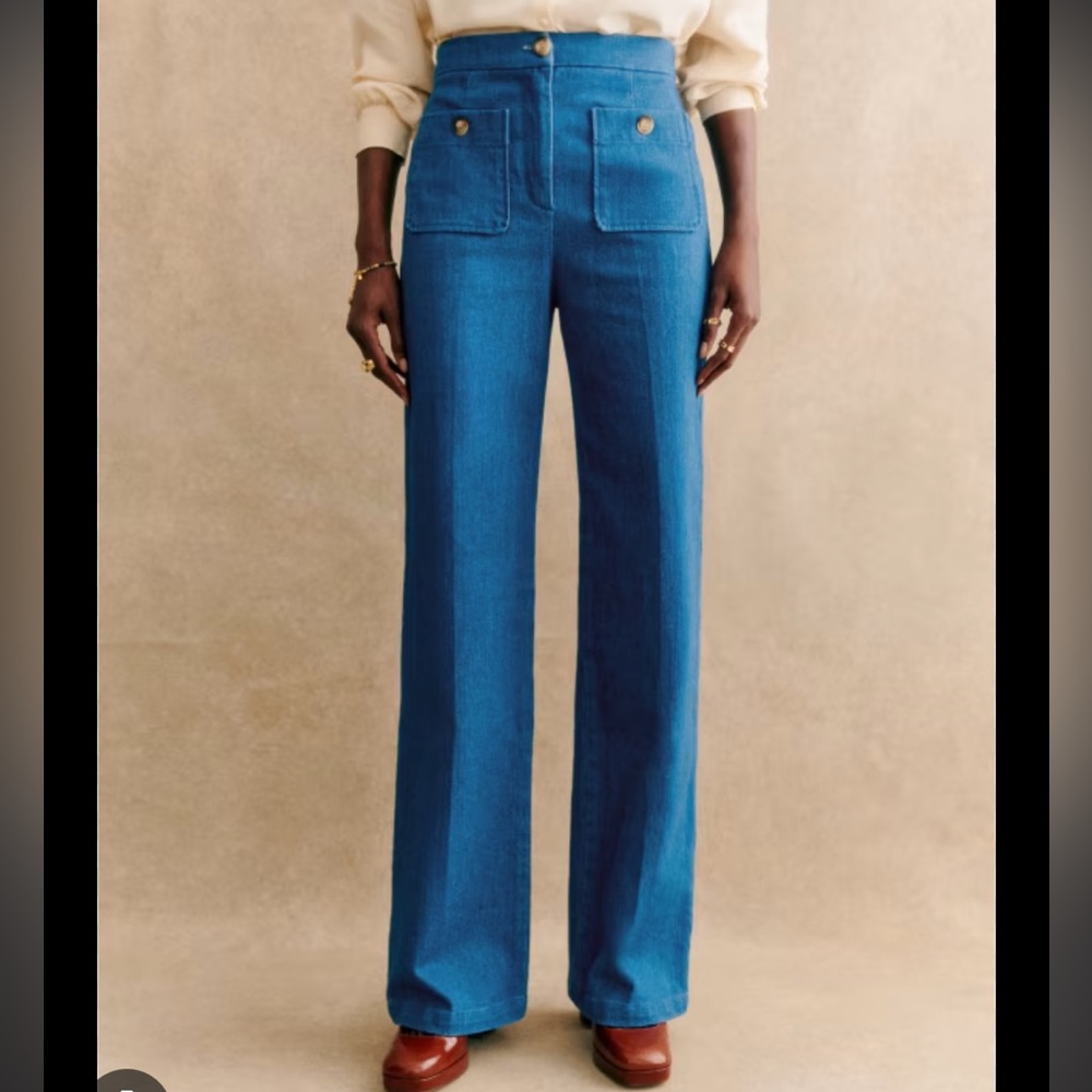 NWOT Sezane Dan Trousers size 38 (US 6) in Cyan